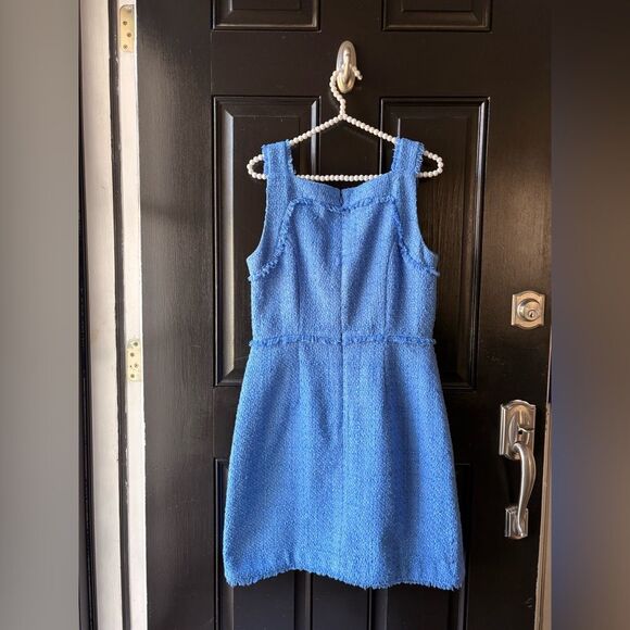 Ann Taylor Blue Tweed Sleeveless Dress Size 6 - Picture 8 of 9